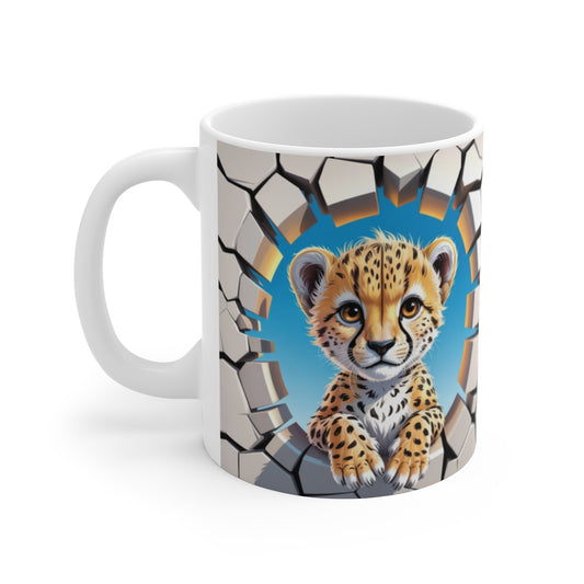 Mug Guépard Mignon 3D Tasse Animal Jungle Trompe-l’œil 325ml