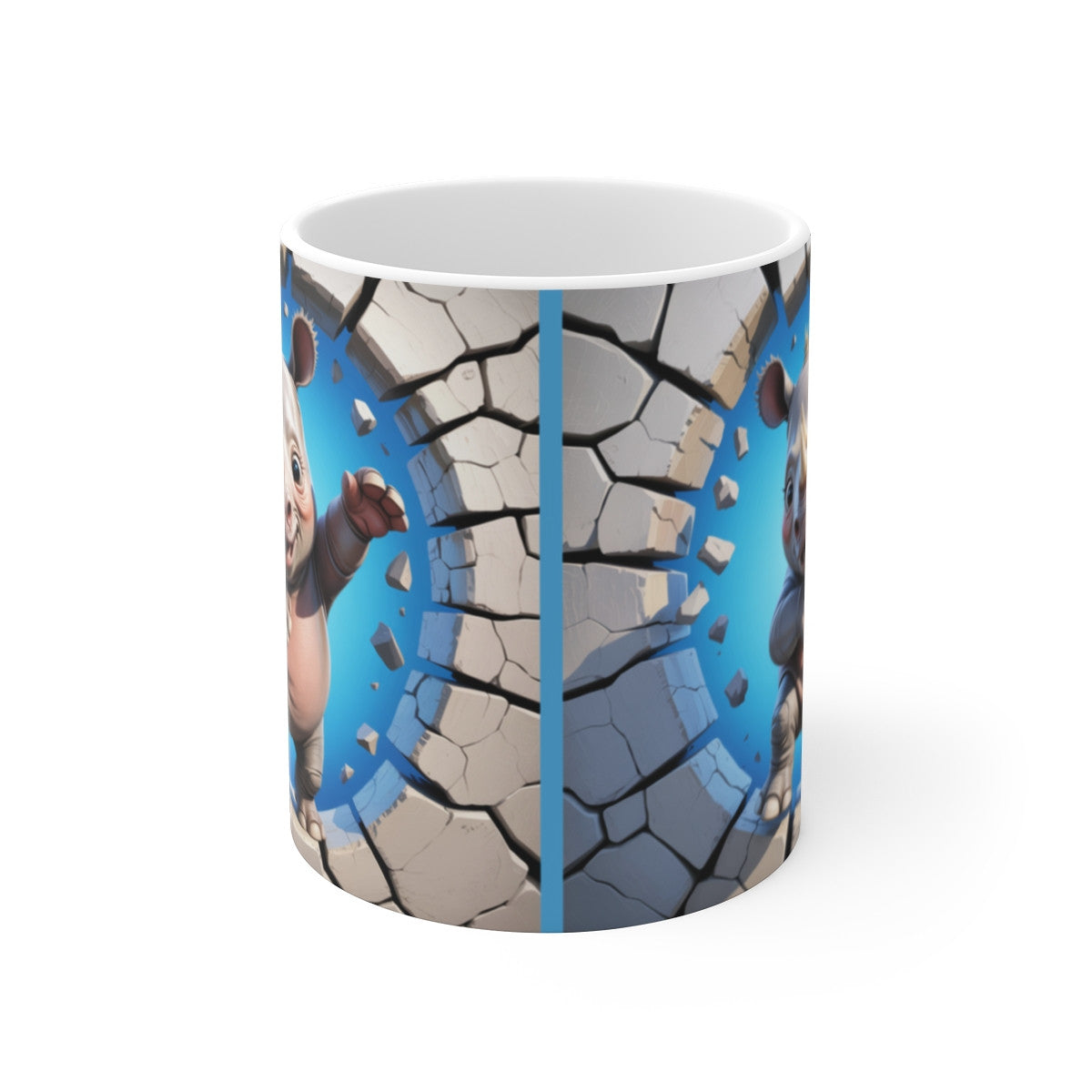 Mug Bébé Rhinocéros 3D – Tasse Animaux Mignonne Jungle Cadeau 325ml