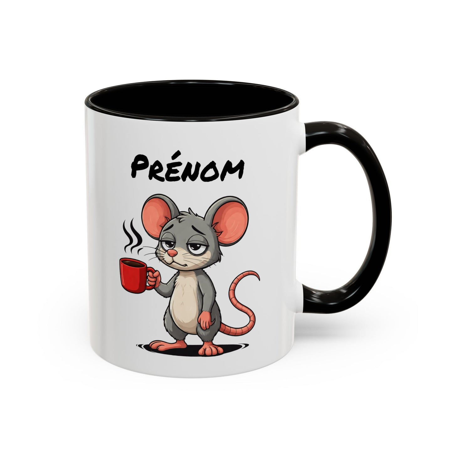 Tasse Souris Fatiguée avec Café – Mug Humour Animal Mignon – Illustration Cartoon 325ml