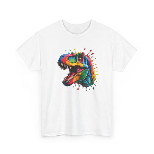T-Shirt Dinosaure T-Rex Coloré Adulte – Tee Shirt Dinosaur Splash Art – Cadeau Original Street Art Noir Blanc Gris