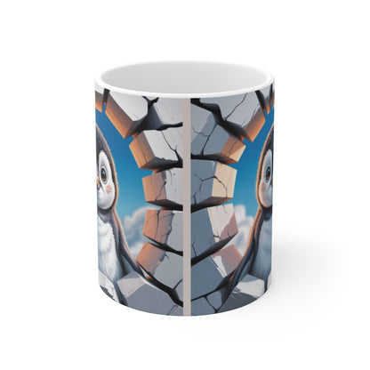 Mug Bébé Pingouin 3D  Tasse Mur Cassé Polaire Mignonne Cadeau Hiver 325ml
