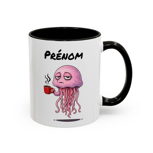 Tasse Méduse avec Café – Mug Animal Marin Humoristique Fatigue – Illustration Cartoon 325ml – Cadeau