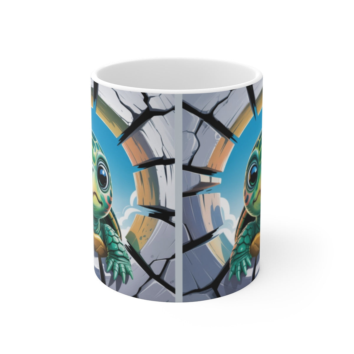 Mug Bébé Tortue 3D Tasse Tortue Mignonne Cartoon Animal Marin Mur Cassé Cadeau Original 325ml