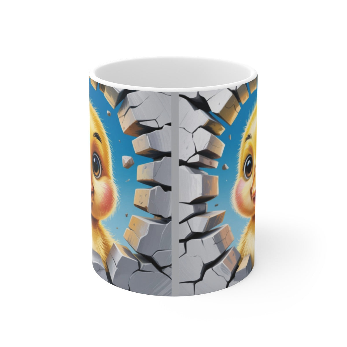 Mug Bébé Canard 3D – Tasse Caneton Mignon Cartoon Jaune Mur Cassé Cadeau Drôle Original 325ml