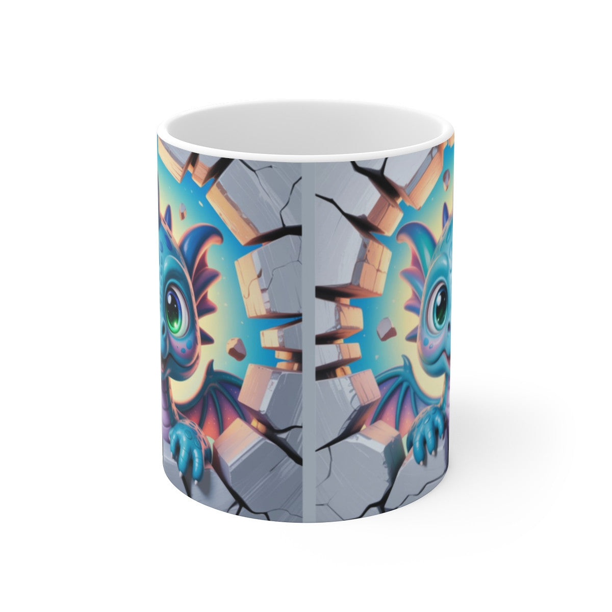 Mug Bébé Dragon 3D  Tasse Dragonnet Cartoon Effet Mur Cassé Cadeau Fantastique Original 325ml