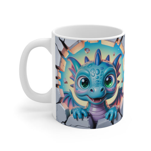 Mug Bébé Dragon 3D  Tasse Dragonnet Cartoon Effet Mur Cassé Cadeau Fantastique Original 325ml