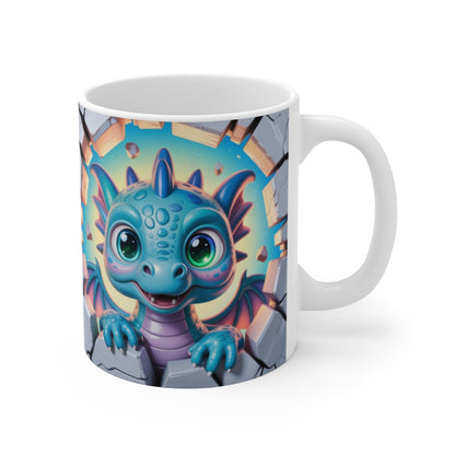 Mug Bébé Dragon 3D  Tasse Dragonnet Cartoon Effet Mur Cassé Cadeau Fantastique Original 325ml