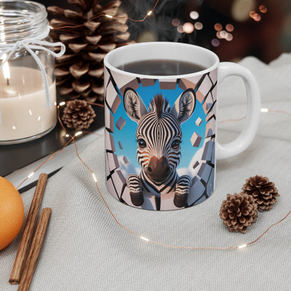 Mug Bébé Zèbre 3D Tasse Animaux Mignons  325ml Effet Mur Cassé Cadeau Original Safari pour enfant et adulte