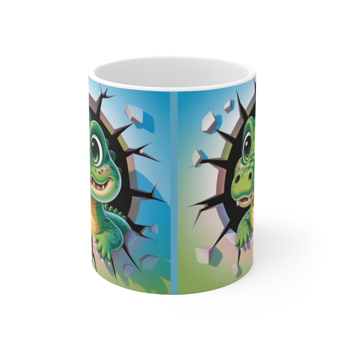 Tasse Crocodile Mignon 3D  Mug Enfant Effet Mur Cassé  Cadeau Rigolo Animal Vert 325ml