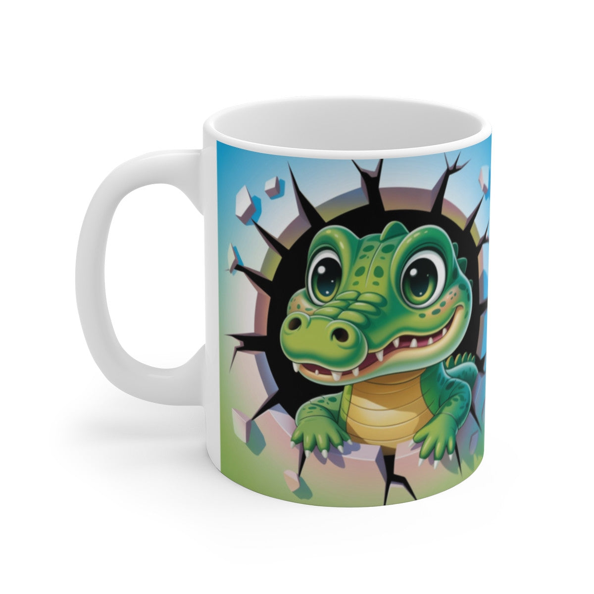 Tasse Crocodile Mignon 3D  Mug Enfant Effet Mur Cassé  Cadeau Rigolo Animal Vert 325ml