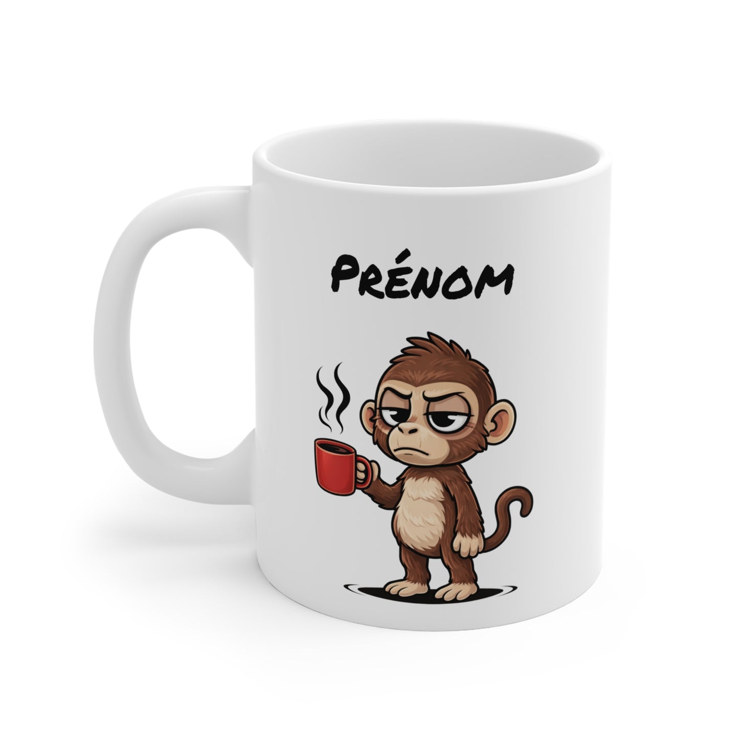 Mug Singe Fatigué Personnalisable 325ml – Tasse Café Humour Animal Drôle Réveil Difficile Bureau Travail Cadeau