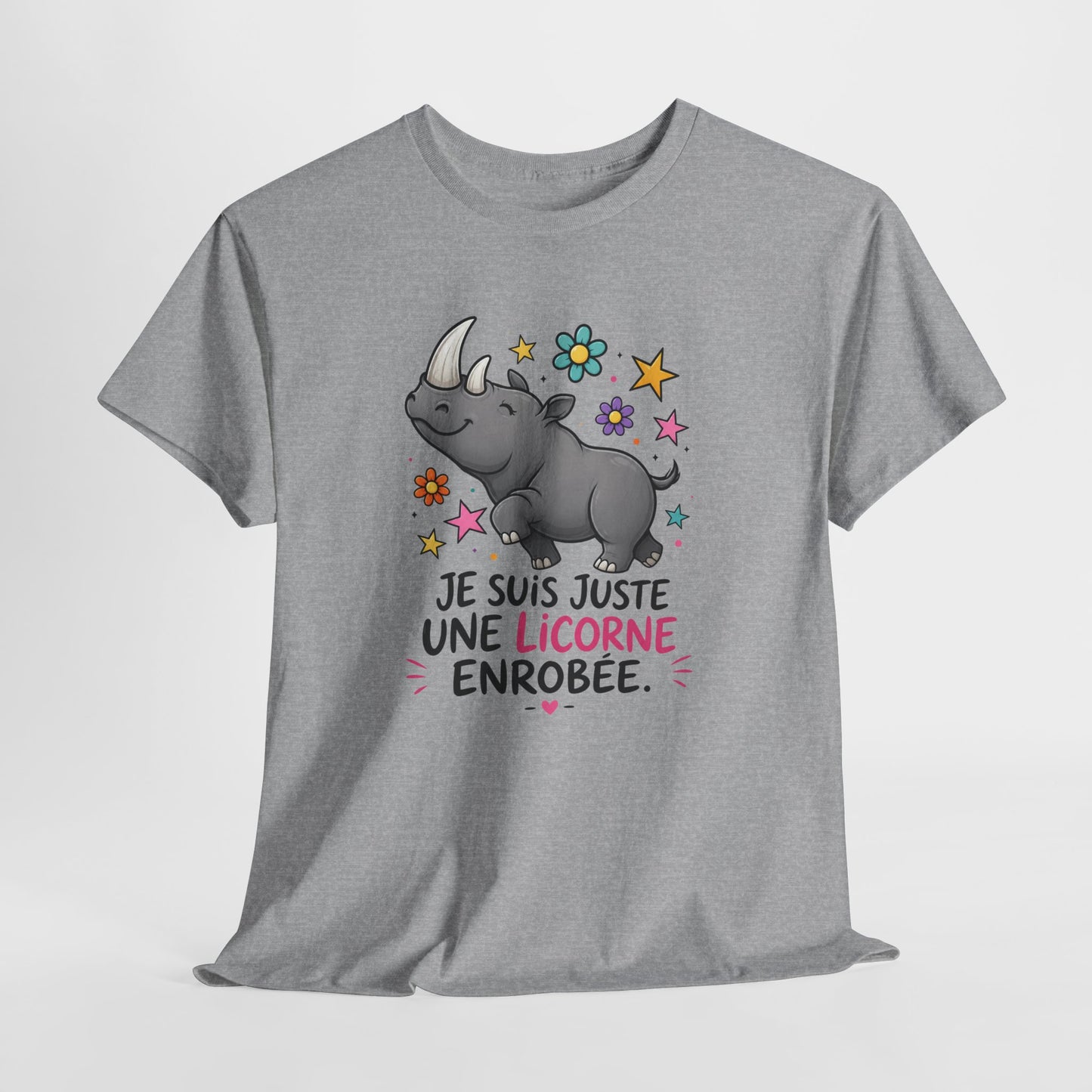 T-Shirt Rhinocéros Femme – Cadeau Humour Femme Drôle – Animal Rigolo Licorne – Idée Cadeau Original Anniversaire