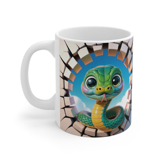 Tasse Serpent Mignon 3D  Mug Reptile Original Effet Mur Cassé  Cadeau Fun pour Enfants et Passionnés