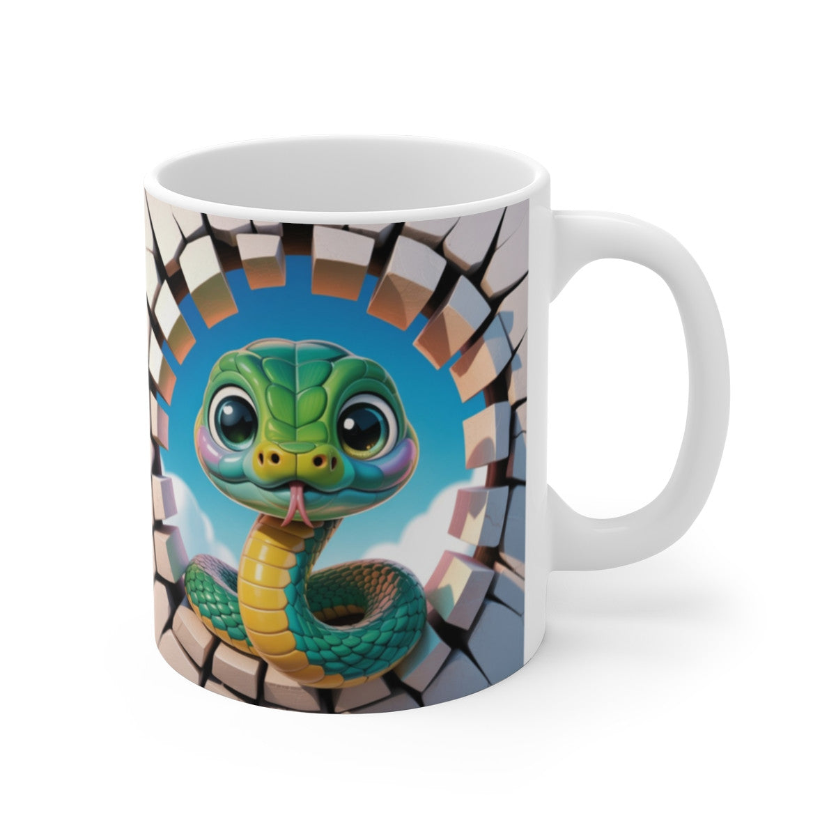 Tasse Serpent Mignon 3D  Mug Reptile Original Effet Mur Cassé  Cadeau Fun pour Enfants et Passionnés