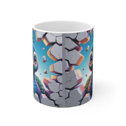 Tasse Paon Bébé 3D Mug Animal Coloré Effet Mur Éclaté Cadeau Original pour Enfants et Amoureux des Oiseaux Exotiques