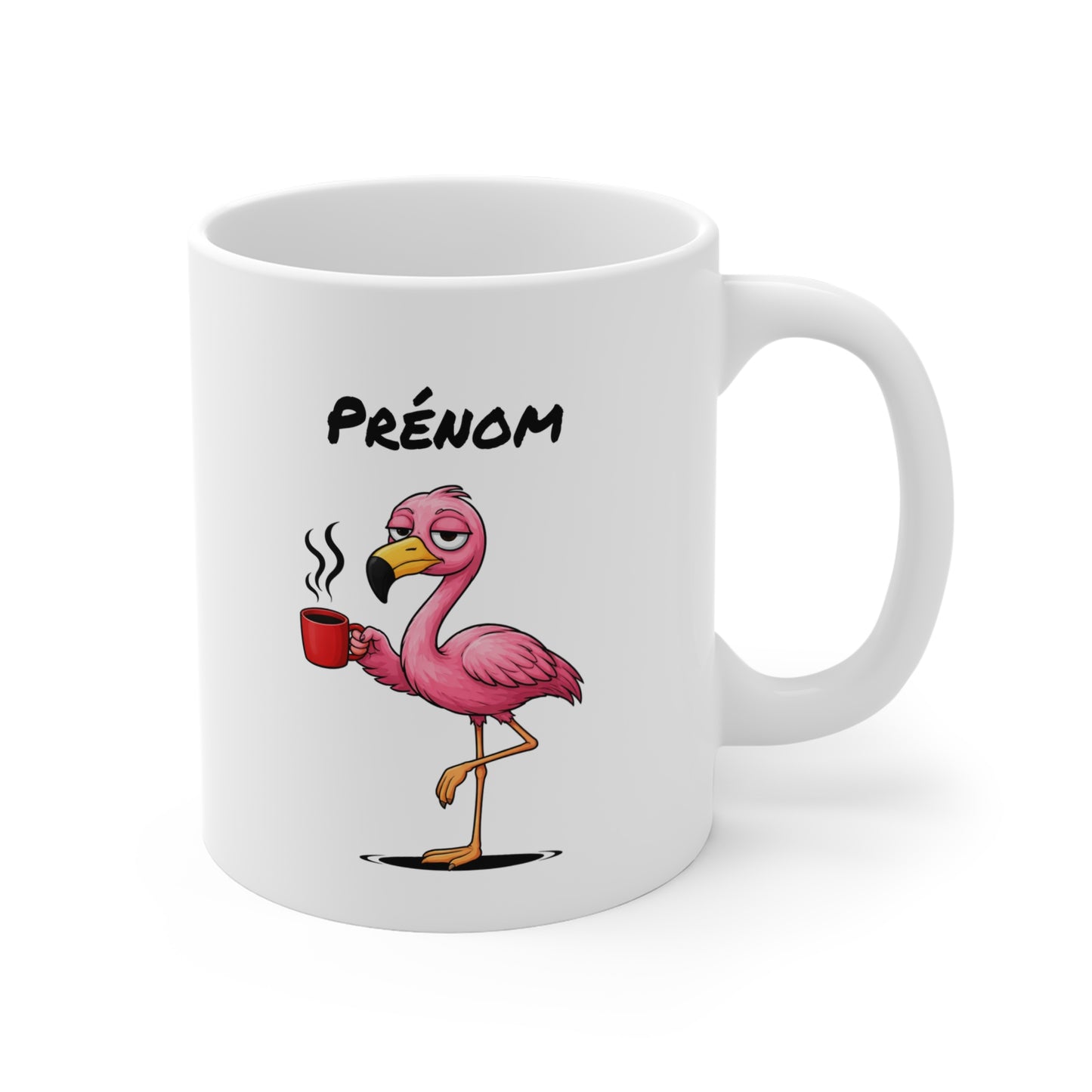 Mug Flamant Rose Personnalisable 325ml – Tasse Café Humour Fatigue Matin Drôle Cadeau Original
