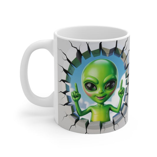 Tasse Alien 3D  Mug Extraterrestre Marrant Effet Mur Cassé Cadeau Original pour Fans de Science-Fiction et Geek