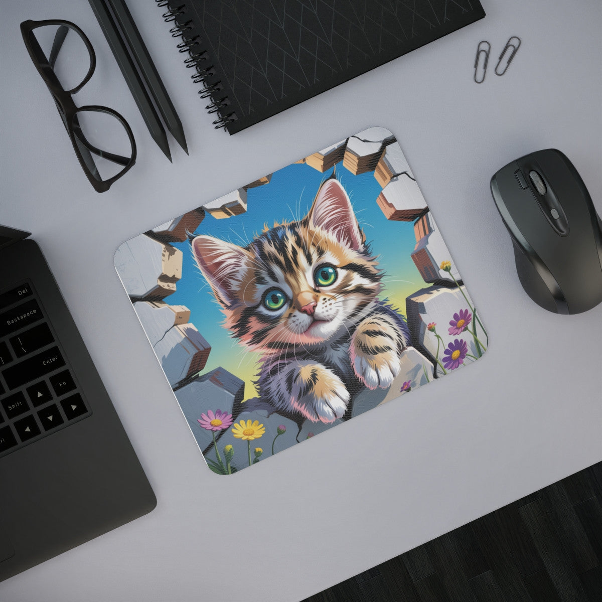 Tapis souris chaton mignon 22x18 cm antidérapant 2mm animal idée cadeau