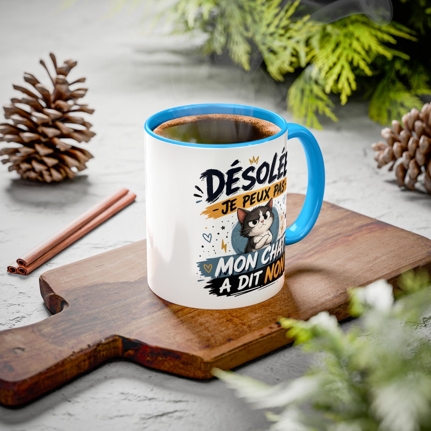 Tasse Désolée Je Peux Pas Mon Chat A Dit Non – Mug Humour Chat Mignon – Cadeau Amoureux des Chats 325ml