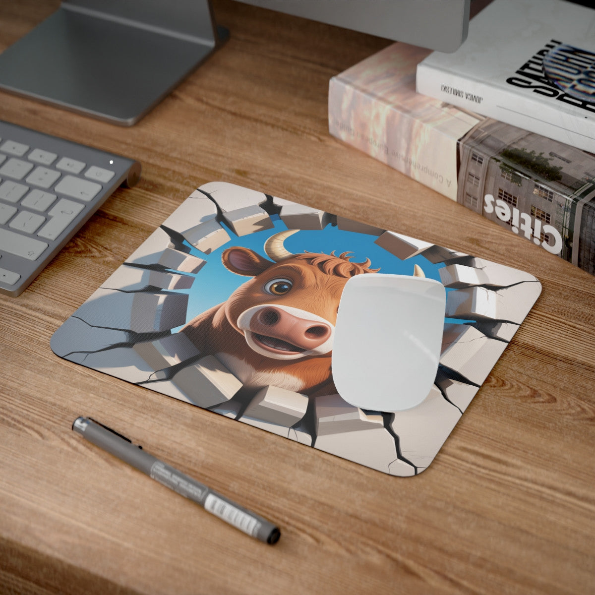 Tapis souris vache drôle 22x18 cm antidérapant 2mm
