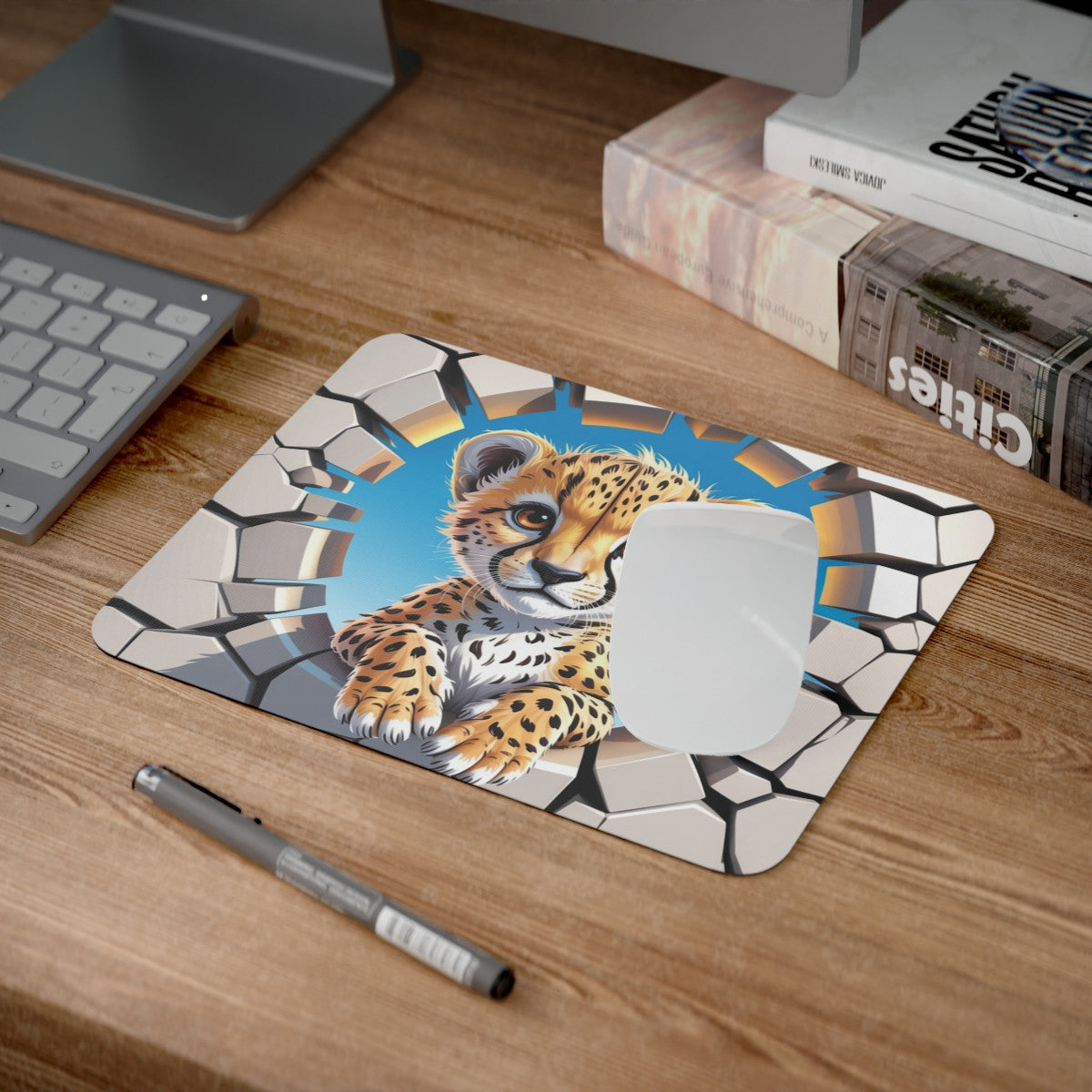 Tapis souris bébé guépard 22x18 cm antidérapant 2mm Idée cadeau