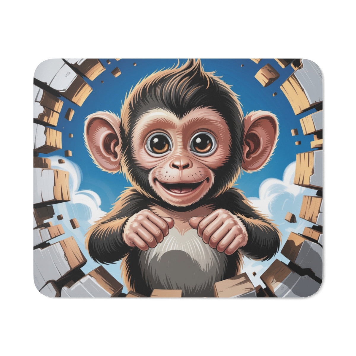 Tapis souris singe cartoon 22x18 cm antidérapant 2mm Idée cadeau