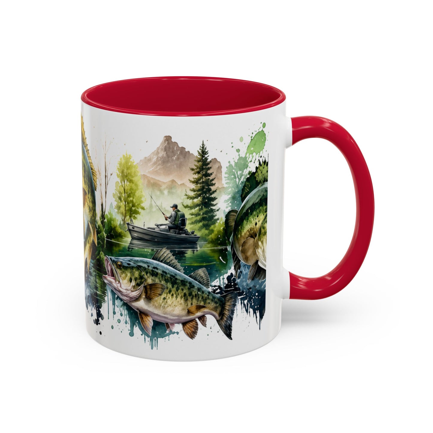 Tasse Pêche Black Bass – Mug Pêcheur Vintage Aquarelle – Cadeau Passion Pêche Homme 325ml