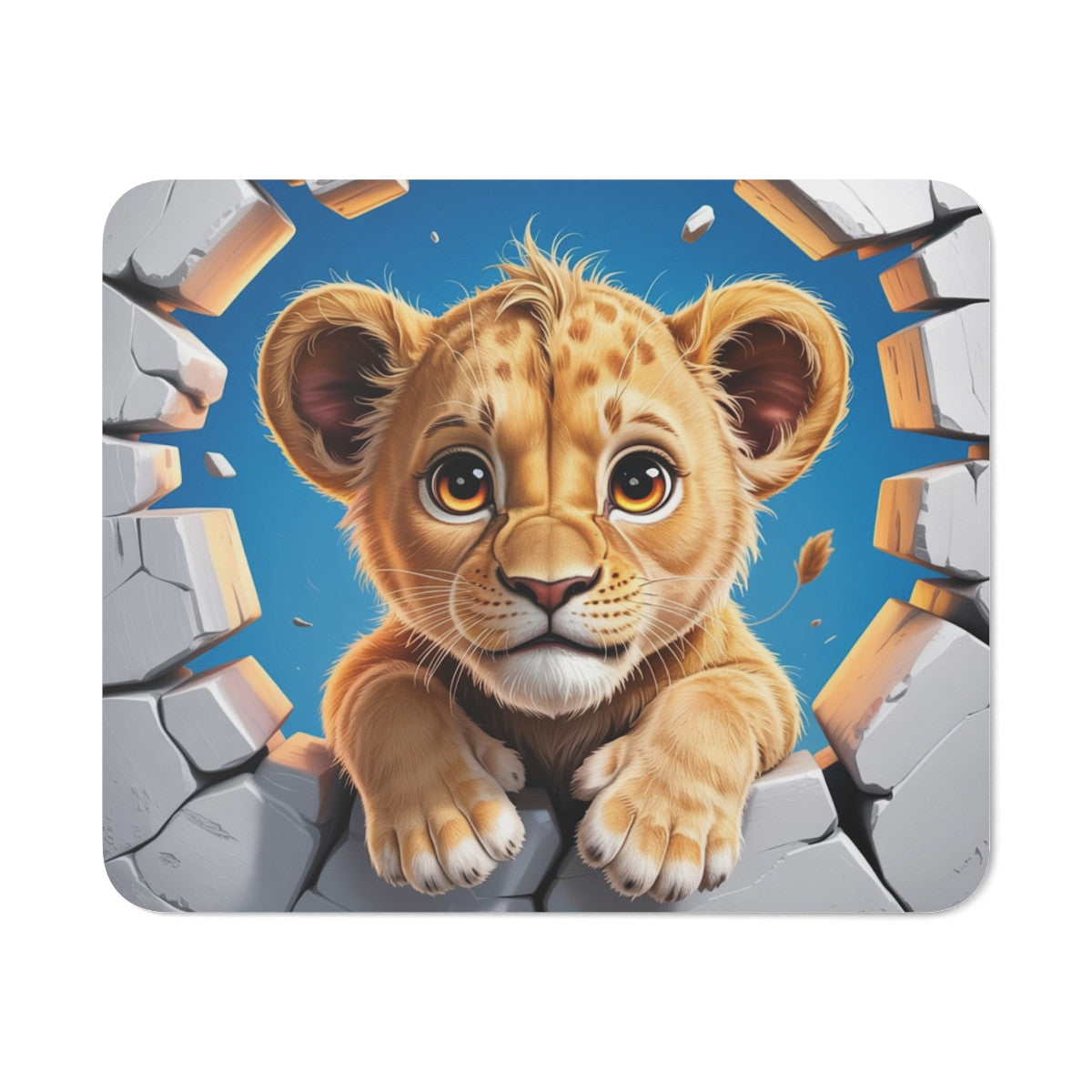 Tapis souris lionceau mignon 22x18 cm antidérapant 2mm Idée cadeau