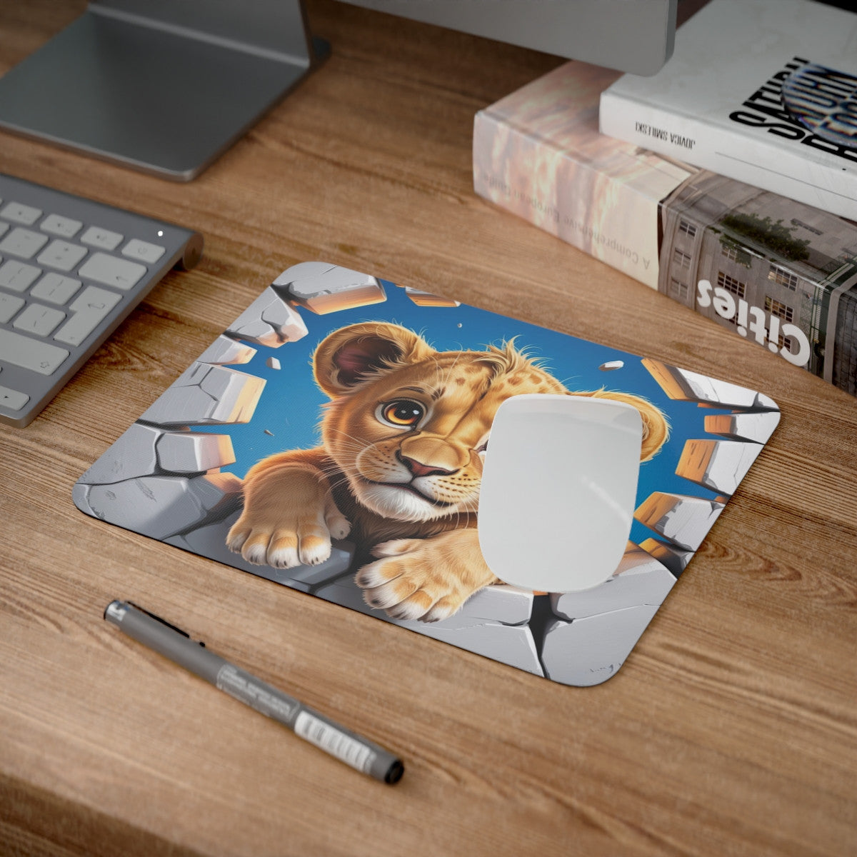 Tapis souris lionceau mignon 22x18 cm antidérapant 2mm Idée cadeau