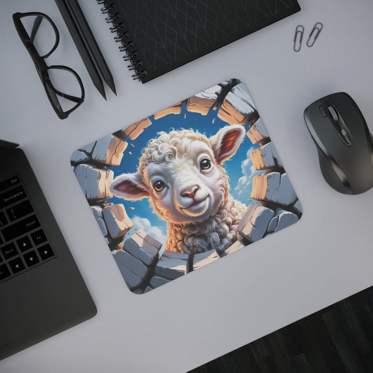 Tapis souris agneau mignon 22x18 cm antidérapant 2mm Idée cadeau gamer