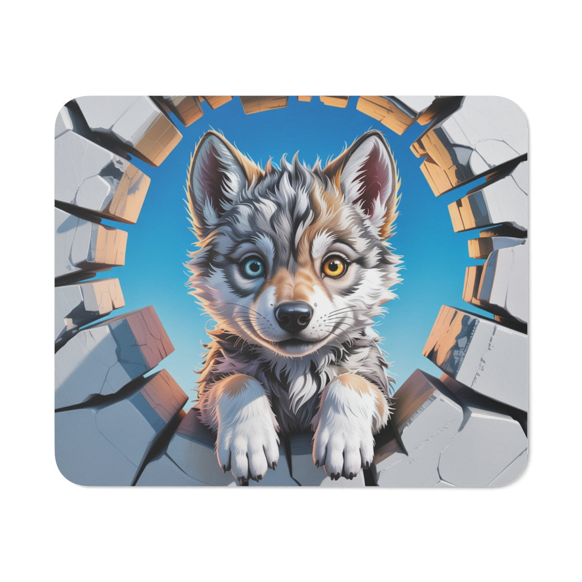 Tapis souris loup mignon 22x18 cm antidérapant 2mm Idée cadeau gamer