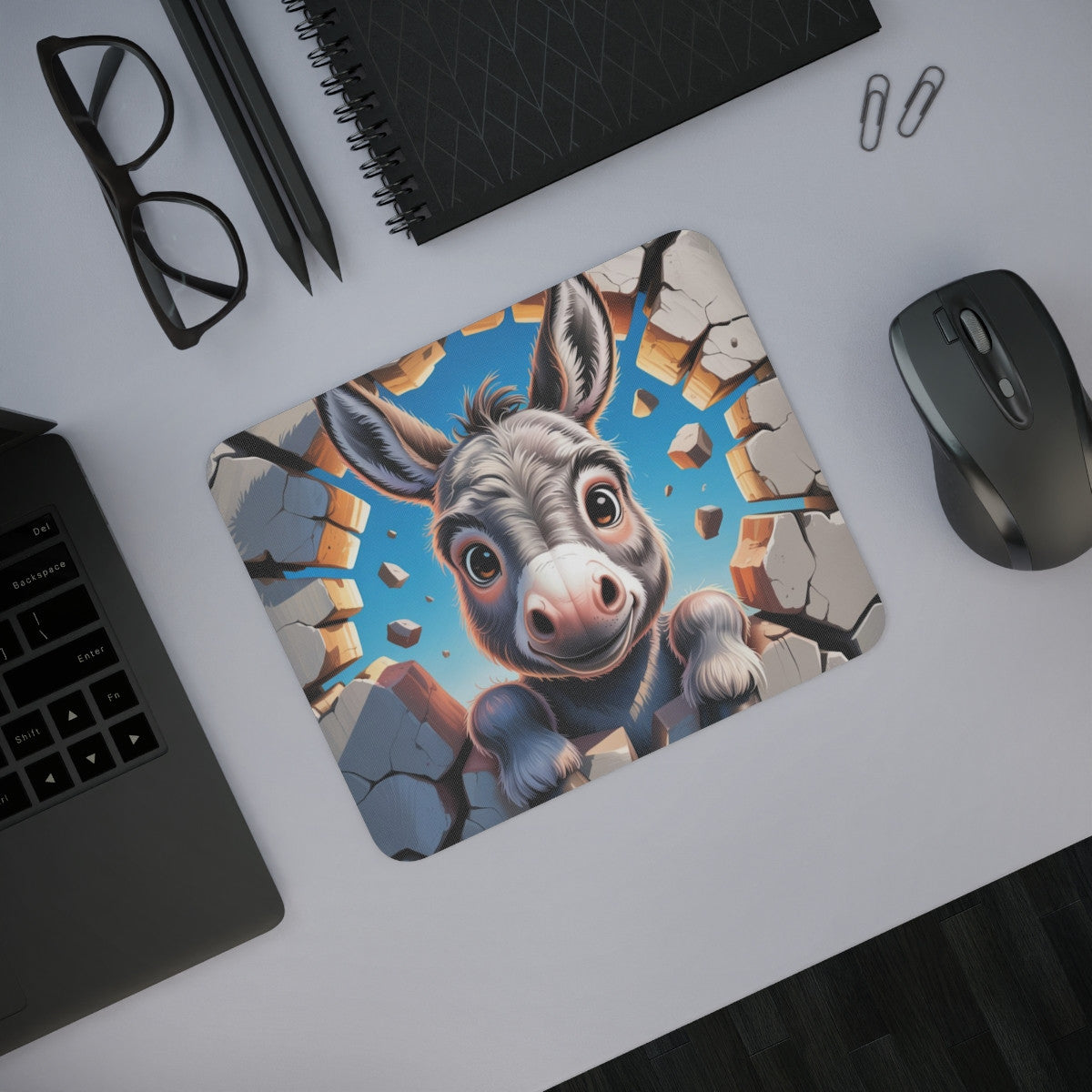 Tapis souris âne mignon 22x18 cm antidérapant 2mm Idée cadeau gamer