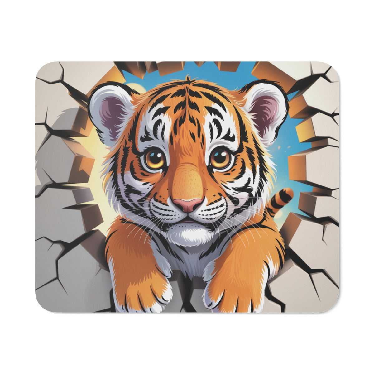 Tapis de souris tigre 22x18 cm Surface lisse & base antidérapante Design cartoon original Idéal bureau & gaming