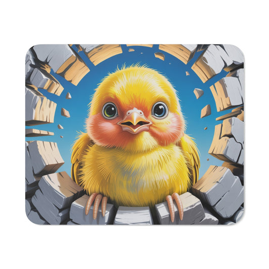 Tapis de souris canari 22x18 cm Design oiseau jaune cartoon Surface lisse et base antidérapante