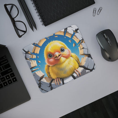 Tapis de souris canari 22x18 cm Design oiseau jaune cartoon Surface lisse et base antidérapante