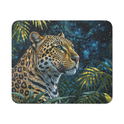 Tapis de souris Léopard Art jungle de nuit Élégance sauvage Surface lisse 22x18 cm Pour bureau, gamer et déco animale