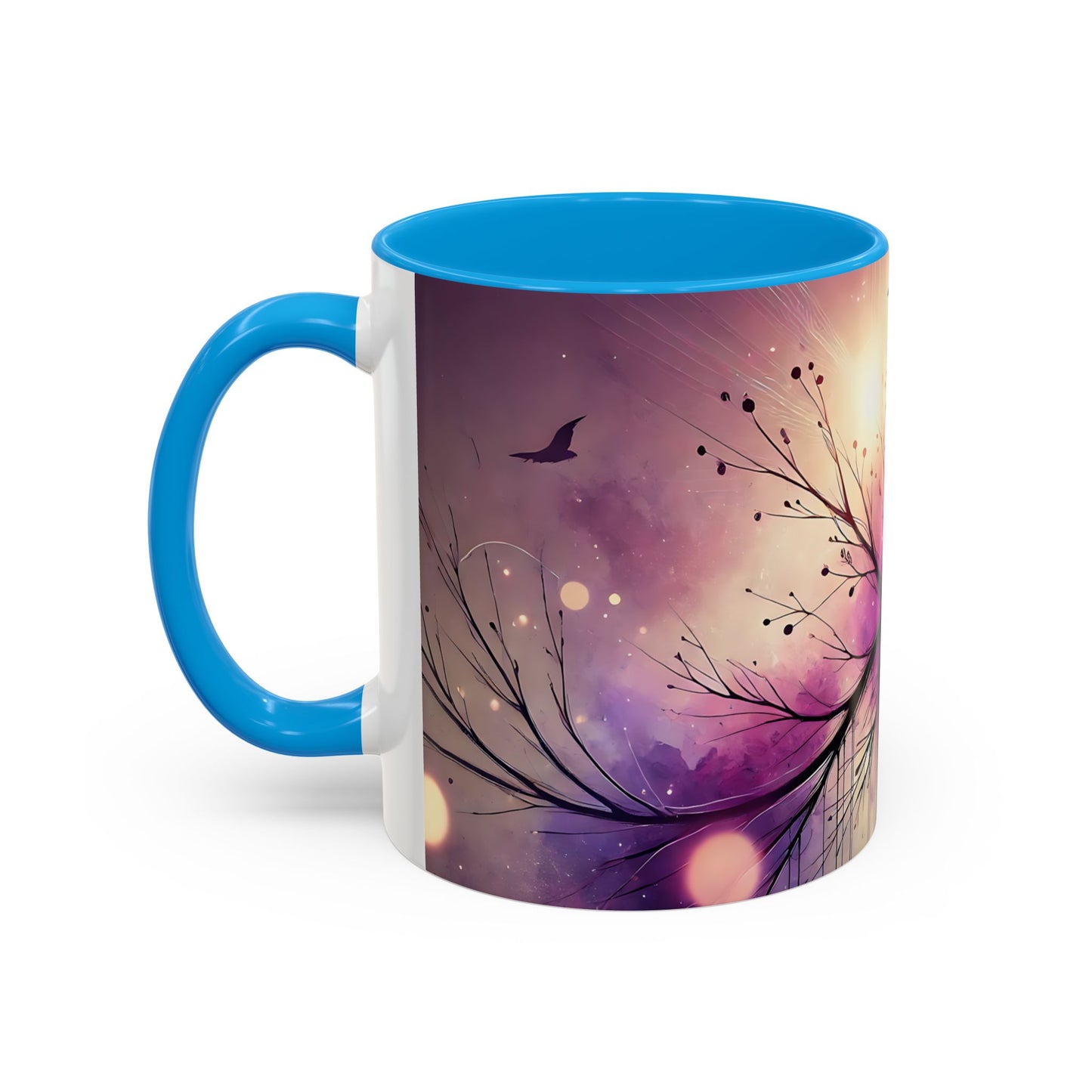 Mug Corbeau Mystique – Tasse Gothique Violet et Bleu avec Oiseau Fantastique – Cadeau Fantasy et Univers Sombre 325ml