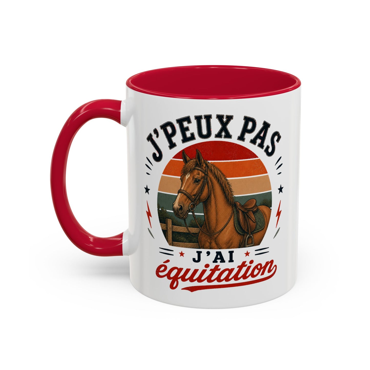 Tasse J’Peux Pas J’Ai Équitation – Mug Humour Cheval Vintage – Cadeau Cavalière Cavalier 325ml