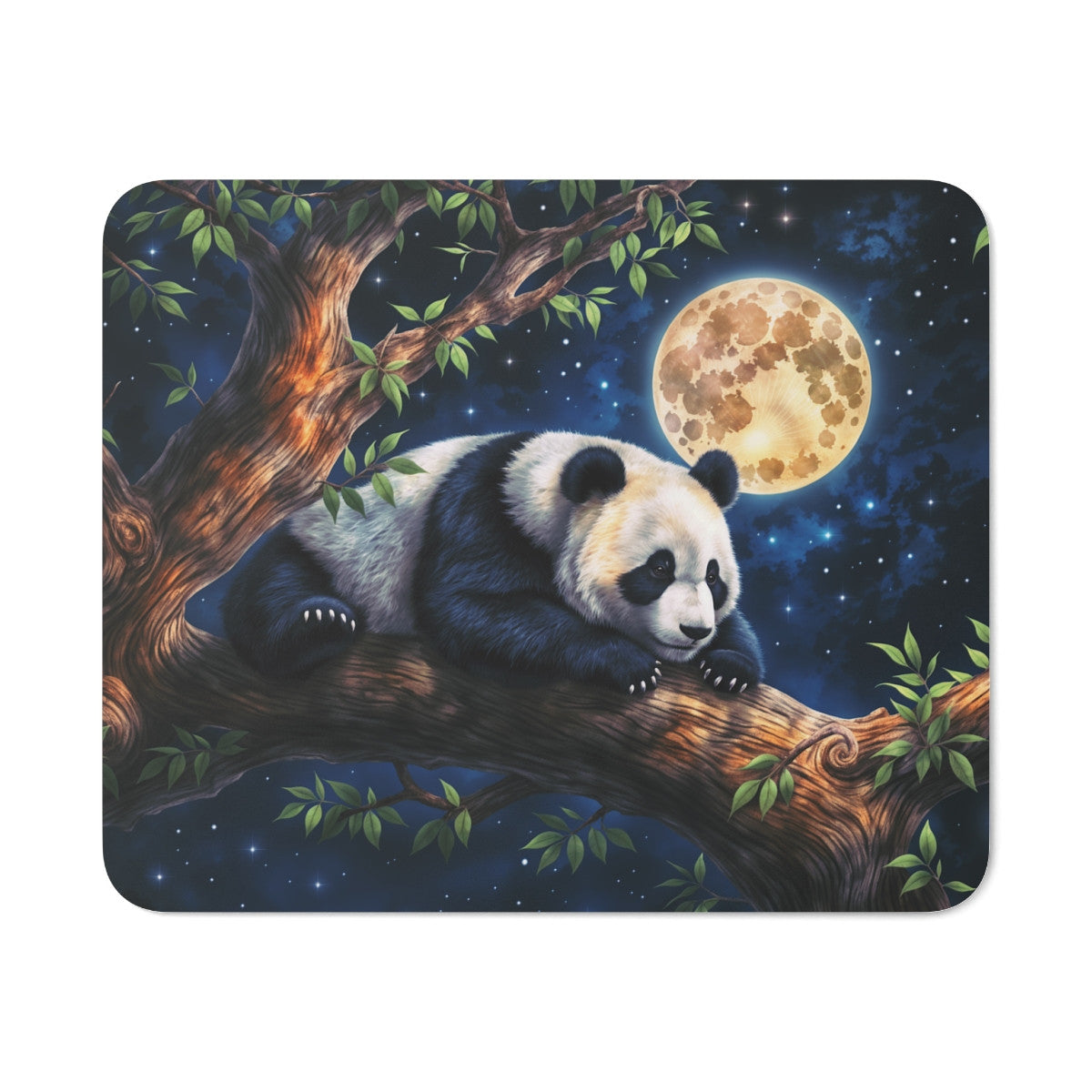 Tapis de Souris Panda Rêveur Illustration Nocturne avec Pleine Lune Design Apaisant et Mignon Idée Cadeau Zen & Relaxante