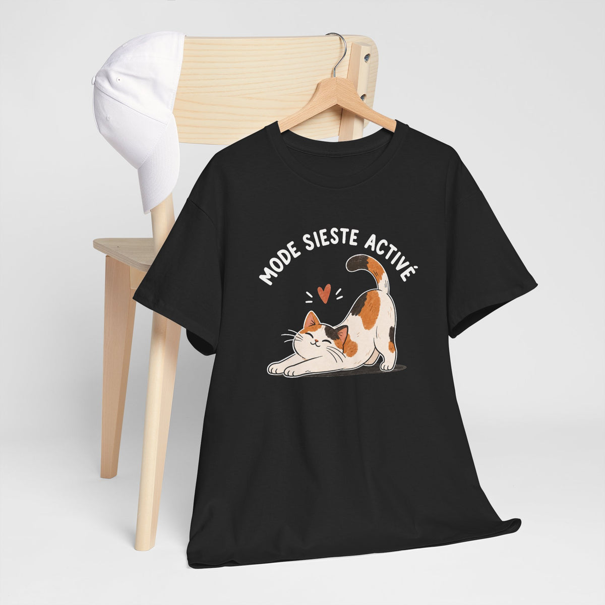 Tee Shirt Chat Homme Femme – Mode Sieste Activé – T-Shirt Humour Chat Amoureux des Chats Cadeau Original