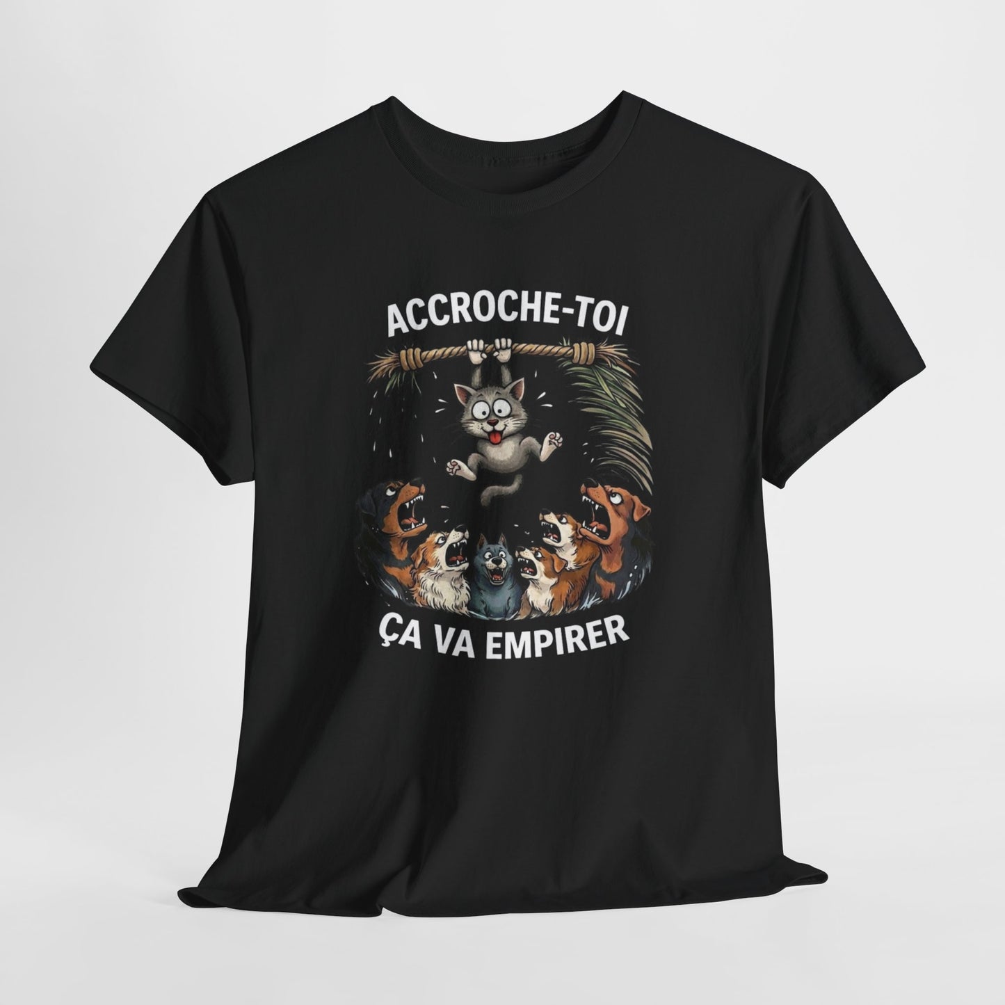 T-Shirt Humoristique Chat Accroche Toi Ca Va Empirer Chien Chat Cadeau Drôle