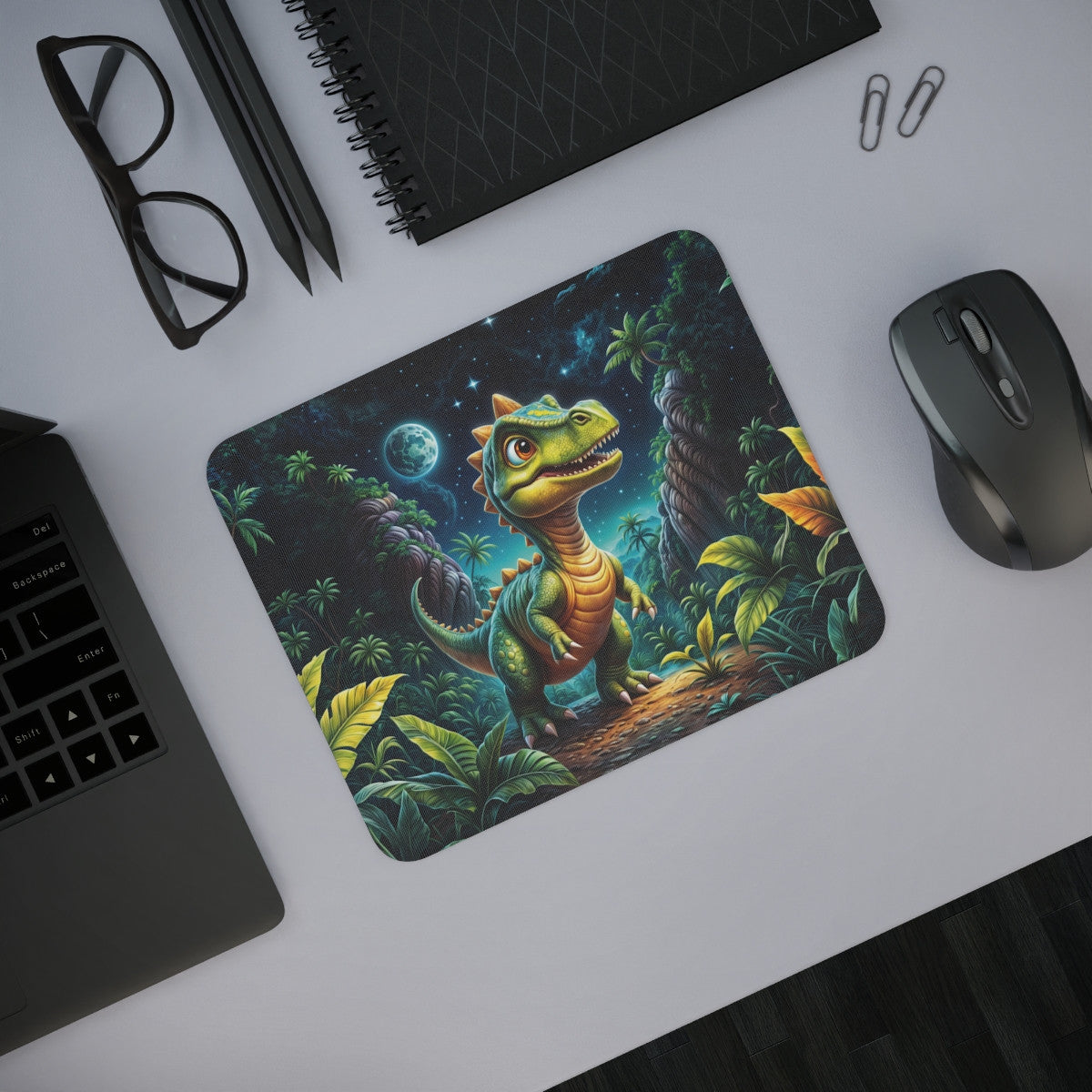 Tapis de Souris Bébé Dinosaure Jungle Nocturne Design Enfant Dino Mignon et Coloré