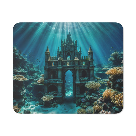Tapis de Souris Château Sous-Marin Décor Mystique Océan Atlantide et Coraux Idée cadeau