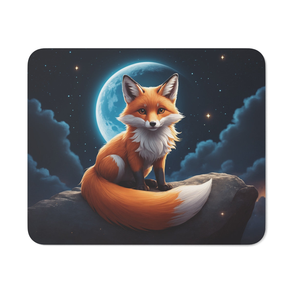 Tapis de Souris Renard Mystique  Renard Roux Sous la Lune Étoilée Idée cadeau Animal