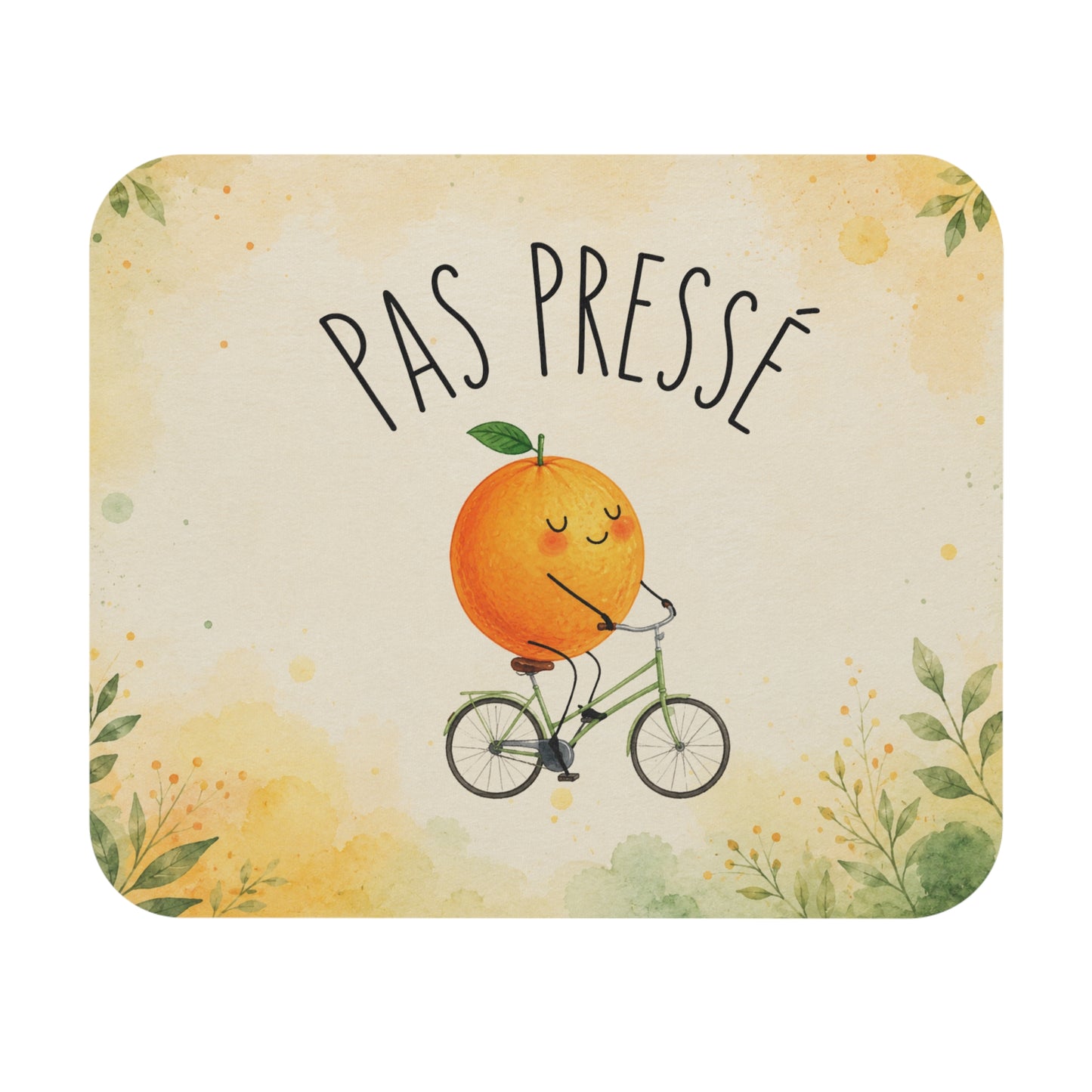 Tapis de Souris 22x18cm Pas Pressé – Orange à Vélo – Design Drôle et Mignon – Cadeau Original Homme et Femme