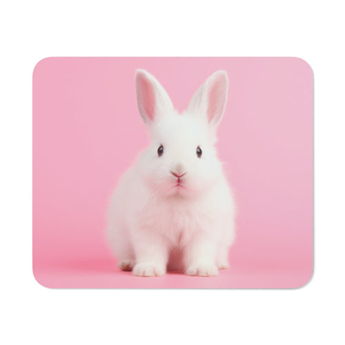 Tapis de Souris Lapin Blanc  Fond Rose Pastel  Surface Lisse & Base Antidérapante  Idée Cadeau Mignonne