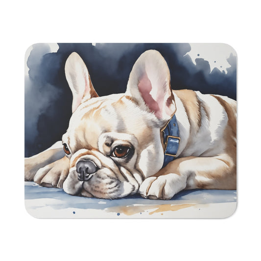 Tapis de Souris Bouledogue Français Style Aquarelle Élégant Chien Allongé Adorable Accessoire de Bureau Original