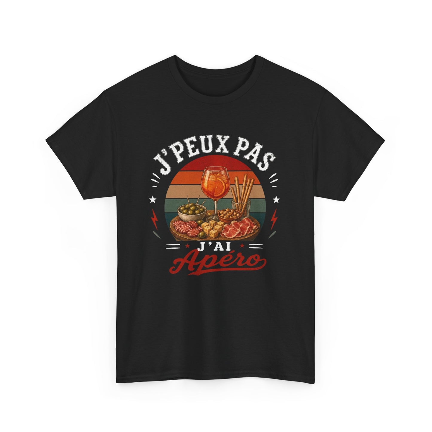T-Shirt J’Peux Pas J’Ai Apéro – Tee Shirt Humour Convivial Vintage – Cadeau Ami Collègue Homme Femme