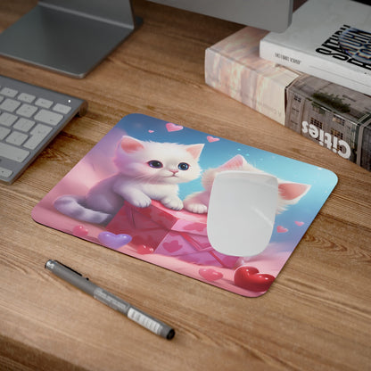 Tapis de Souris Chatons Cadeau d’Amour Illustration Mignonne Saint-Valentin  Accessoire Bureau Romantique