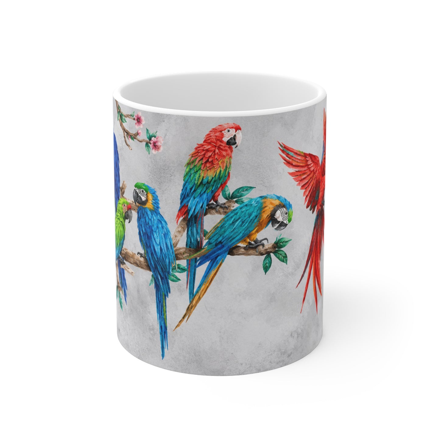 Tasse Perroquets Tropicaux – Mug Aras Colorés Aquarelle – Cadeau Amoureux Oiseaux Exotiques 325ml